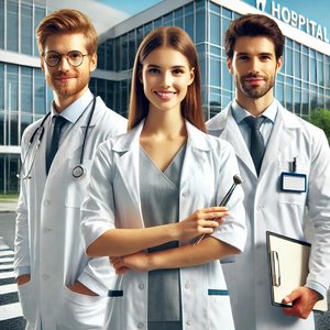 Gruppe von Arzt, Zahnarzt und Apotheker